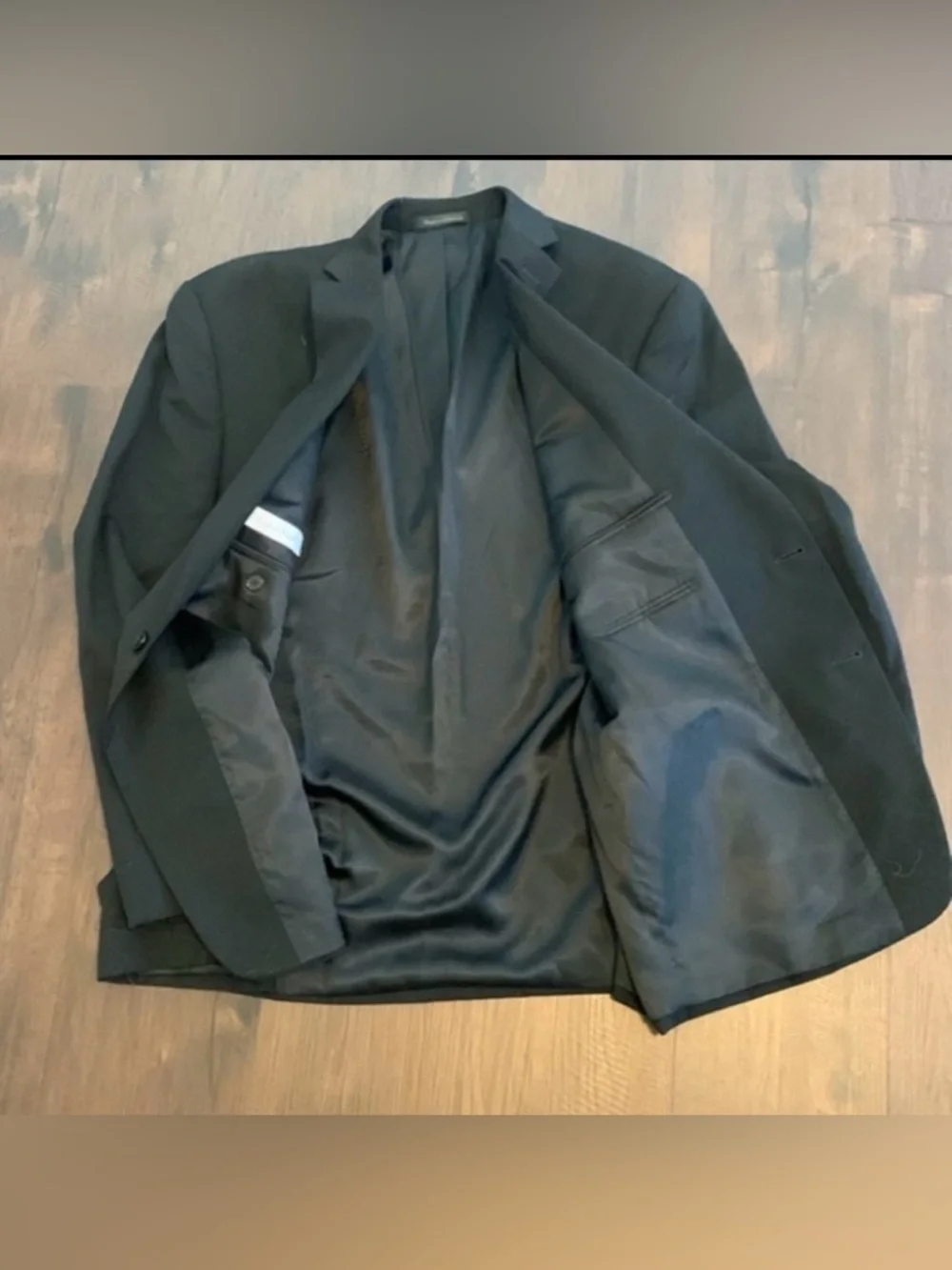 CALVIN KLEIN MENS WOOL SPORT COAT SUIT BLAZER BLACK LINED 48R
